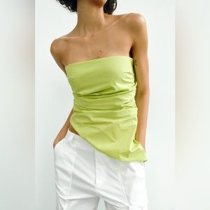 ZARA strapless poplin top ✨